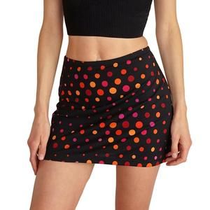 Vintage 90s black with red pink and orange dot print mini skirt